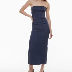 Aritzia Denim Forum The '90s Tube Maxi Denim Dress Size Small NWT